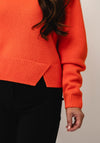 Oui Knitted Cropped Jumper, Orange