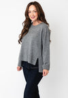 Oui Relaxed Fit with Ribbed Detail Jumper, Grey