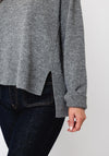 Oui Relaxed Fit with Ribbed Detail Jumper, Grey