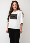 Oui Graphic Print with Rhinestone Detail T-Shirt, White