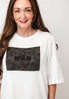 Oui Graphic Print with Rhinestone Detail T-Shirt, White