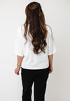 Oui Graphic Print with Rhinestone Detail T-Shirt, White