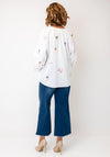 Oui Embroidered Detail Notched Neck Blouse, White