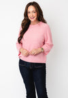 Oui Wool Blend Cropped Sleeve Jumper, Pink