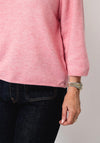 Oui Wool Blend Cropped Sleeve Jumper, Pink