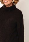 Oui Funnel Neck Knit Jumper, Brown