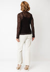 Oui Mesh Long Sleeve Top, Brown