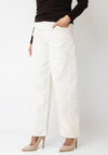 Oui High Waisted Wide Barrel Leg Jeans, Cream