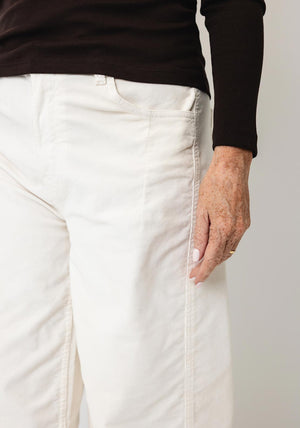 Oui High Waisted Wide Barrel Leg Jeans, Cream