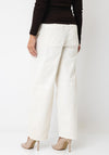 Oui High Waisted Wide Barrel Leg Jeans, Cream
