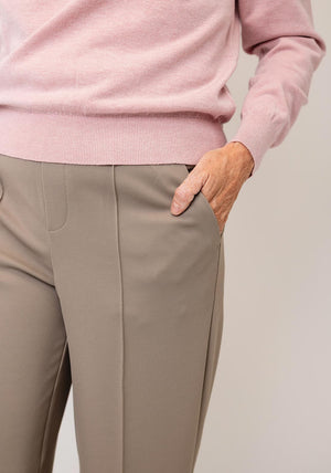 Qui Pull-on Straight Leg Trousers, Greige