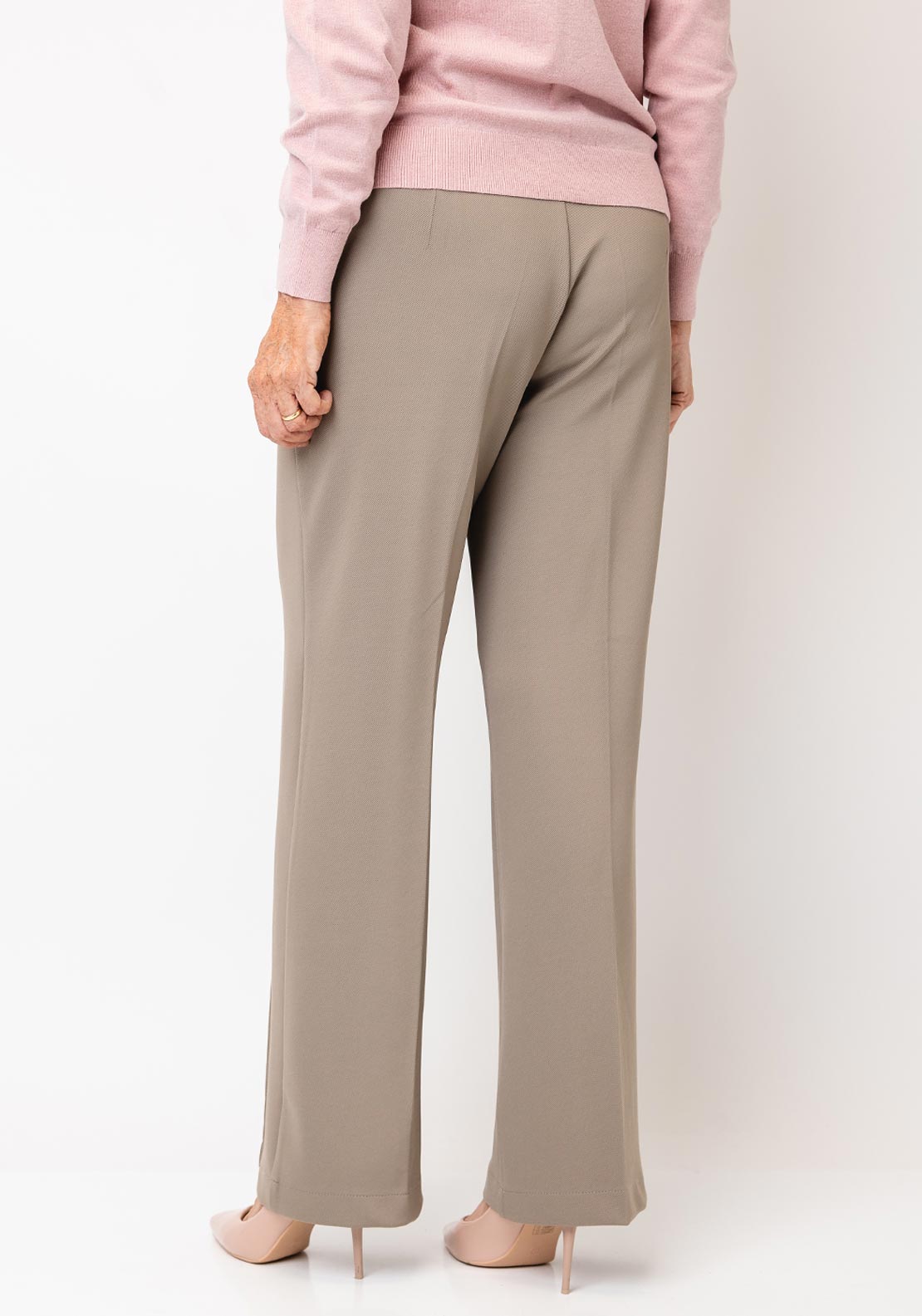 Qui Pull-on Straight Leg Trousers, Greige