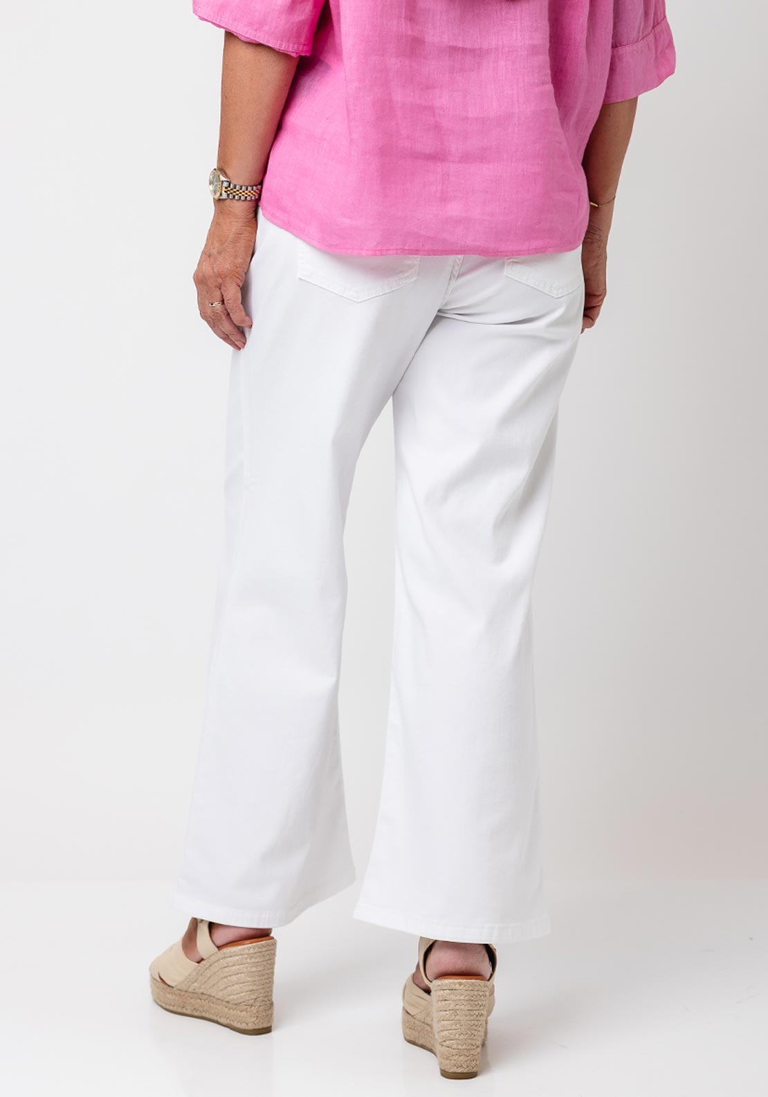 Oui Wide Leg Cropped Jeans, White