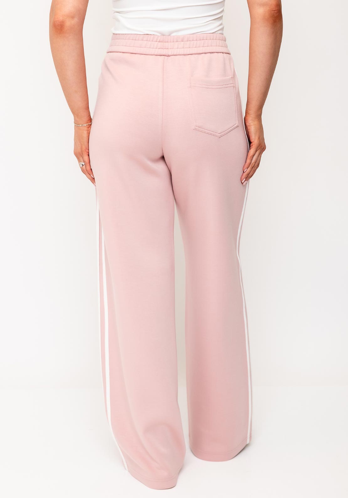 Oui Scuba Elasticated Waistband with Stripes Joggers, Pink
