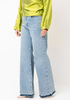 Oui Womens High Rise Wide Leg Jeans, Blue