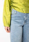 Oui Womens High Rise Wide Leg Jeans, Blue