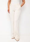 Oui Lacy Wide Leg Trousers, Cream