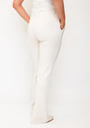 Oui Lacy Wide Leg Trousers, Cream
