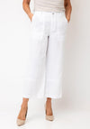 Oui Pure Linen Wide Leg Trousers, White