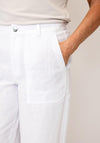 Oui Pure Linen Wide Leg Trousers, White