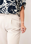 Oui Snap Button Cropped Trousers, Beige