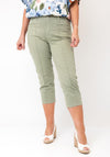 Oui Low Rise Cropped Jeans, Green