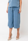 Oui Denim Look Cropped Wide Leg Jeans, Blue