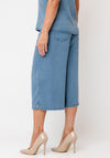 Oui Denim Look Cropped Wide Leg Jeans, Blue