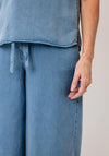 Oui Denim Look Cropped Wide Leg Jeans, Blue