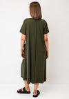 Ozai N Kú Relaxed Casual Midi Dress, Olive Green