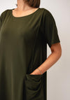 Ozai N Kú Relaxed Casual Midi Dress, Olive Green