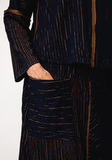 Ozai N Kú Striped Panel Detail Skirt, Navy