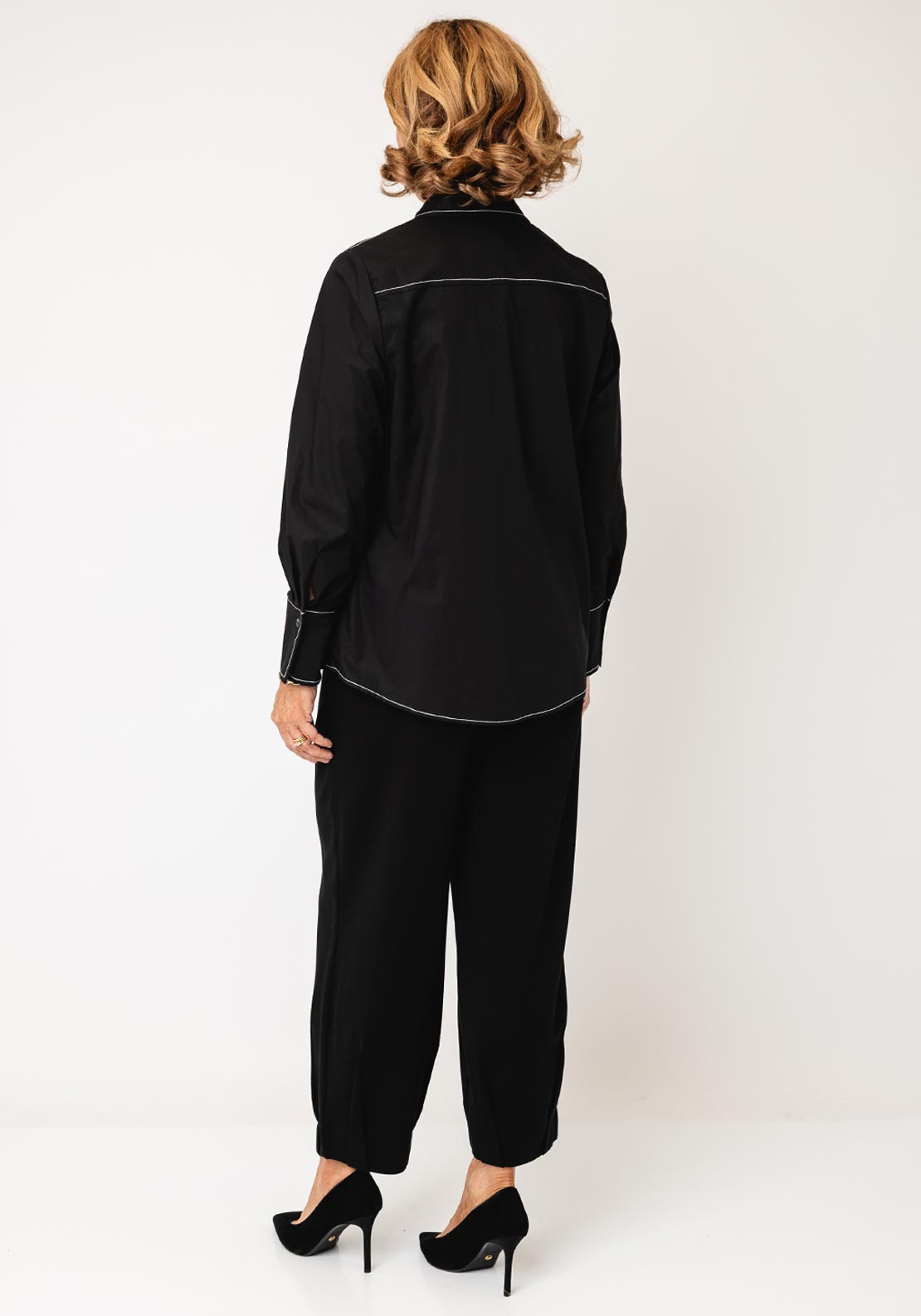 Ozai N Kú Contrast Stitching Shirt, Black