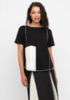 Ozai N Kú Colour Block with Stitch Detail Top, Black