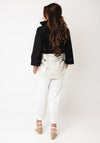 Ozai N Kú Contrast Stitch Detail Shirt, Black and White
