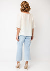 Ozai N Kú Pleated Texture with Paint Splatter Detail Top, Cream and Black