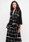Ozai N Kú Geometric Cropped Sleeve Open Jacket, Black