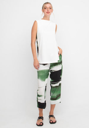 Ozai N Kú Contrast Side Panel Tank Top, White Multi