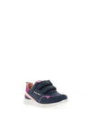 Pablosky Girls Glitter Trim Dual Strap Trainers, Navy & Pink