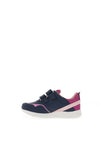 Pablosky Girls Glitter Trim Dual Strap Trainers, Navy & Pink