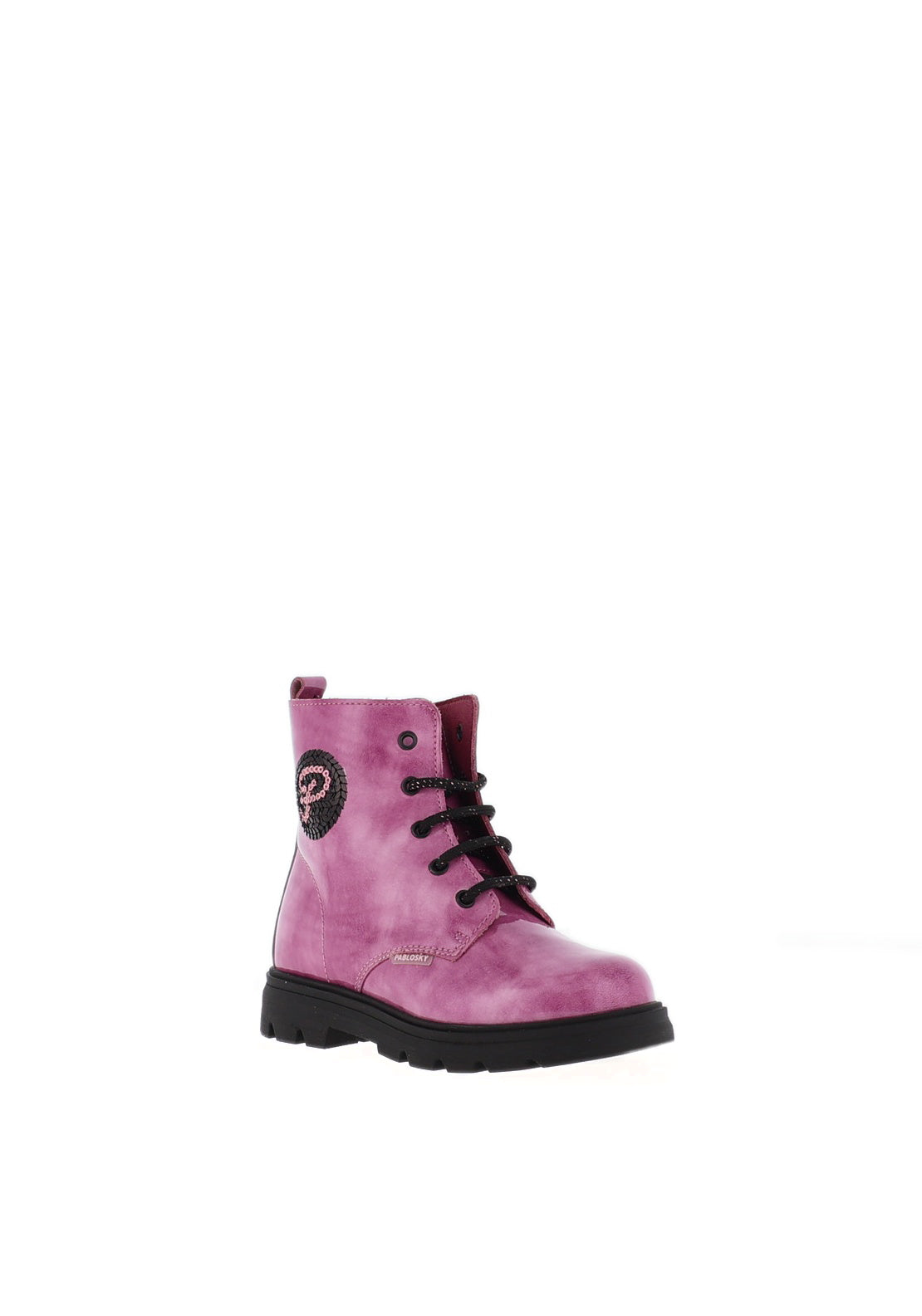Pablosky Girls Patent Marbled Leather Boots, Pink