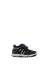 Pablosky Boys Leather Dual Strap Stripe Trainers, Navy