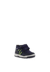 Pablosky Boys Leather Dual Strap Stripe Trainers, Navy