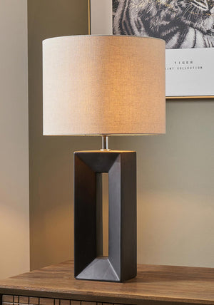 Pacific Ceramic Block Tall Table Lamp, Black