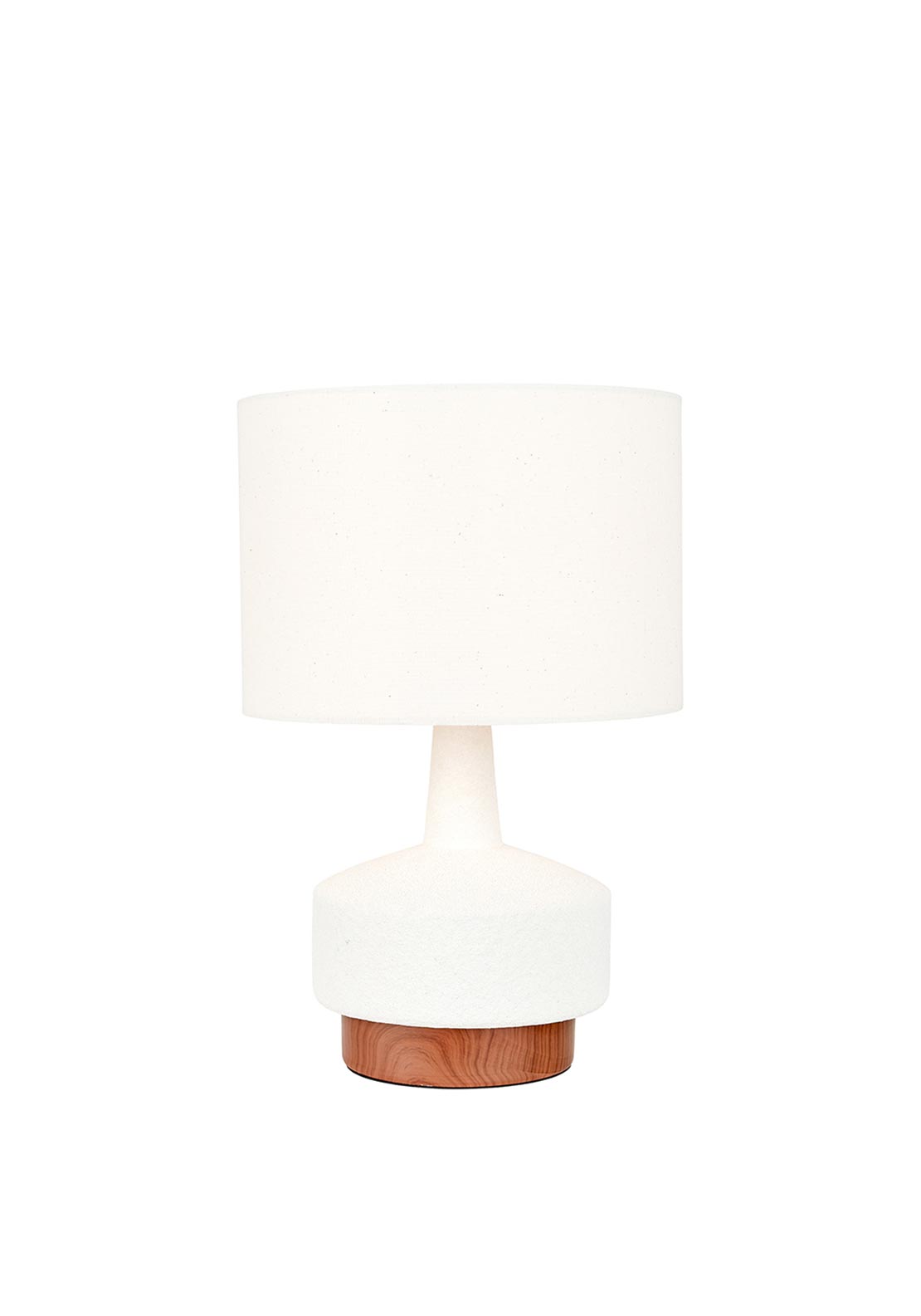 Pacific Elio Wood Effect Textured Ceramic Table Lamp, White