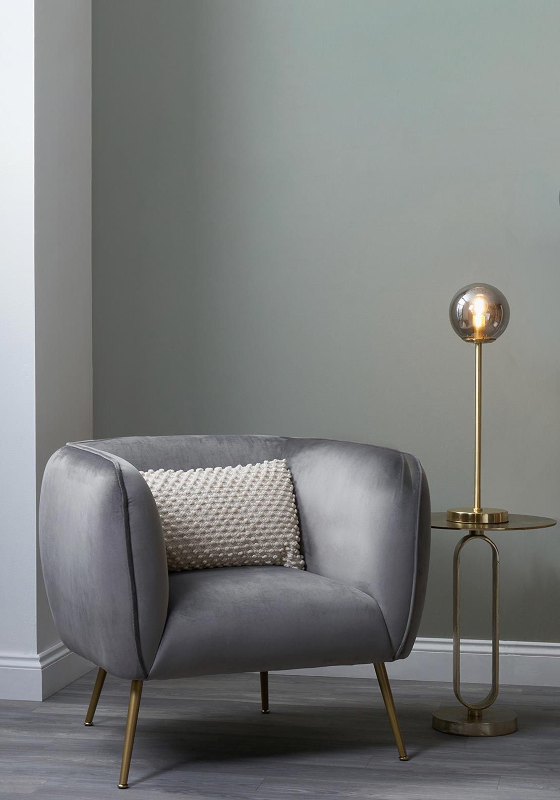 Pacific Lucca Velvet Armchair, Grey