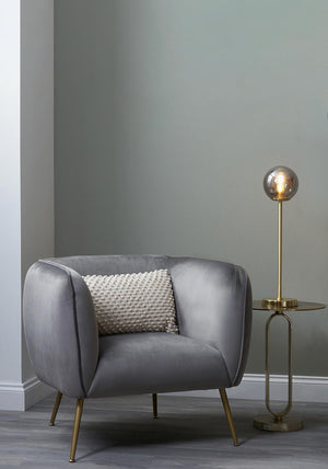 Pacific Lucca Velvet Armchair, Grey