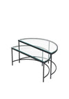 Pacific Marazzi Glass Half Moon Coffee Tables, Black