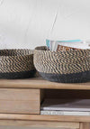 Pacific Set of 2 Seagrass Round Baskets, Brown and Black