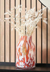 Pacific Tortoiseshell Tall Glass Vase, Red and White